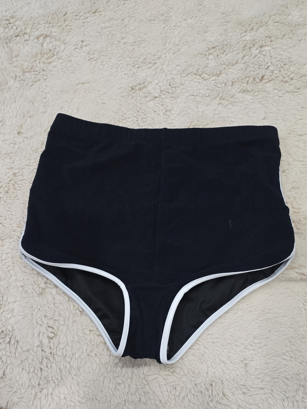 High-Waist Black Women’s Shorts with White Piping